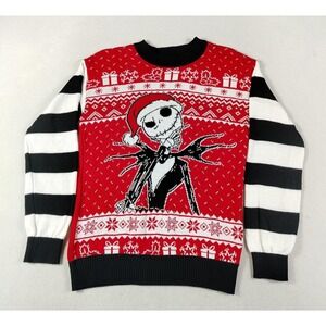 Disney Sweater Womens Medium Red Jack Skellington Nightmare Before Christmas